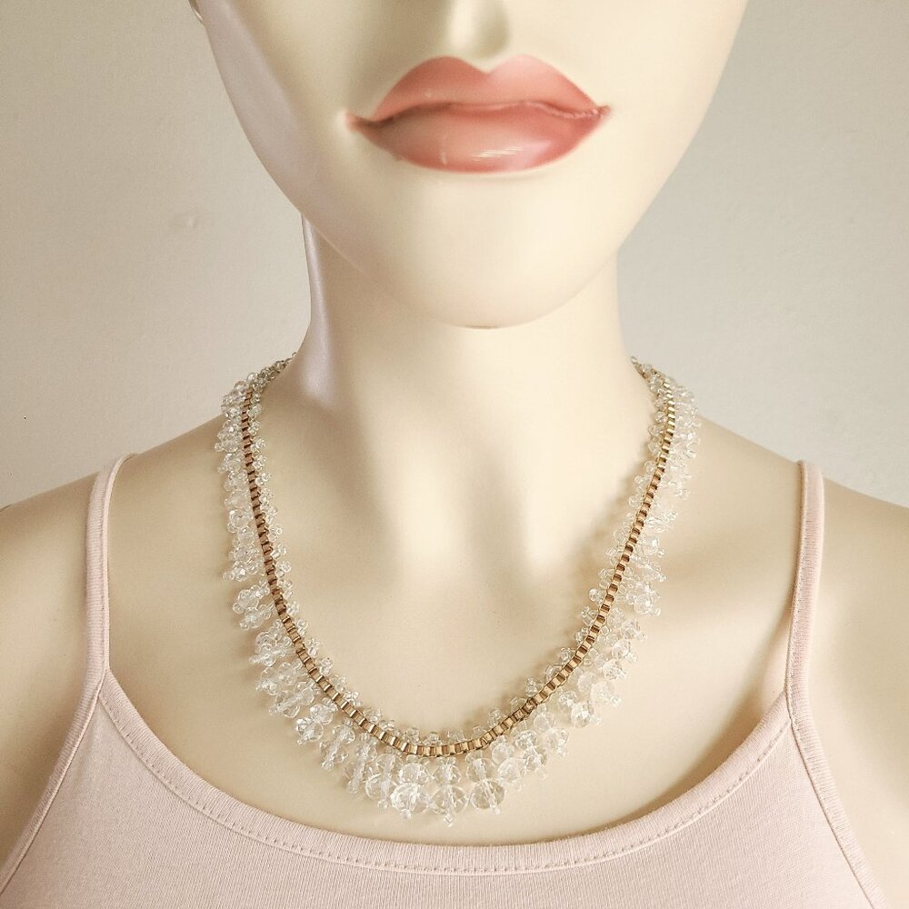 clear bead gold necklace